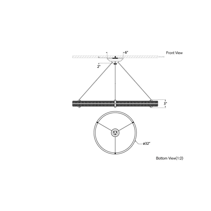 Paxton LED Chandelier - line drawing.