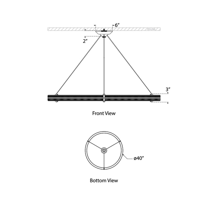 Paxton LED Chandelier - line drawing.