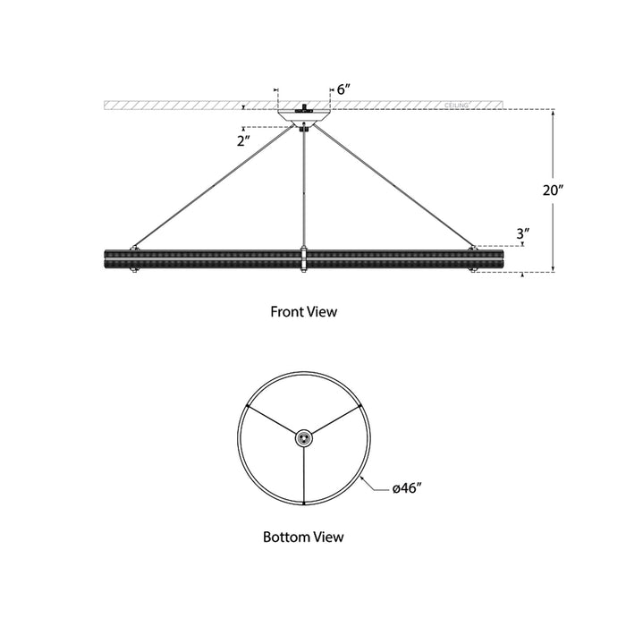 Paxton LED Chandelier - line drawing.