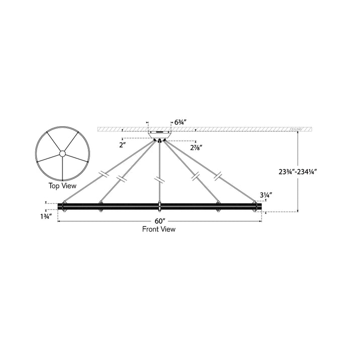 Paxton LED Chandelier - line drawing.