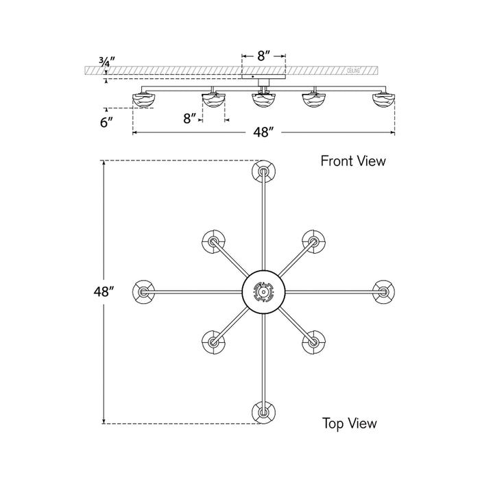 Pedra LED Flush Mount Ceiling Light - line drawing.