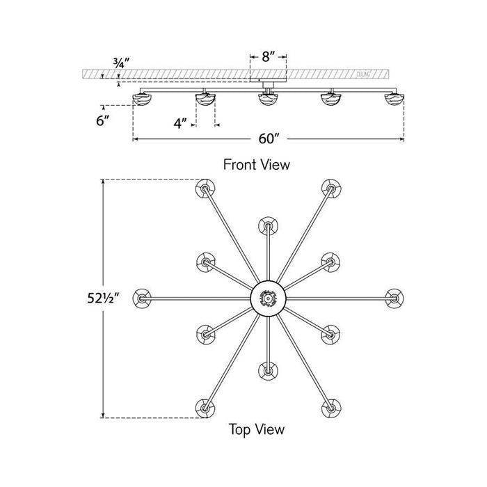 Pedra LED Flush Mount Ceiling Light - line drawing.