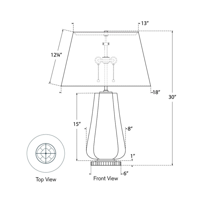 Penelope Table Lamp - line drawing.