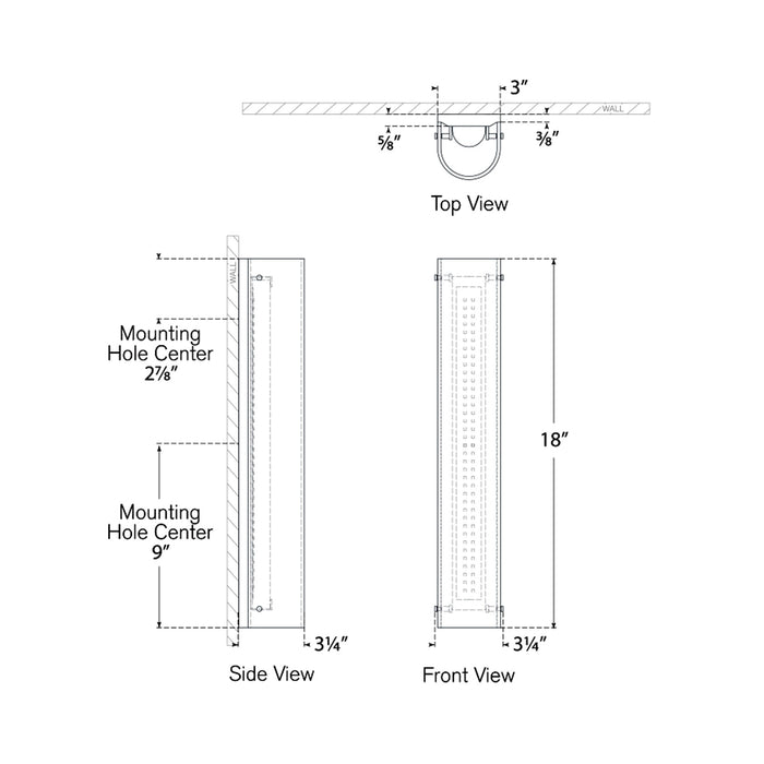 Penhold LED Bath Wall Light - line drawing.