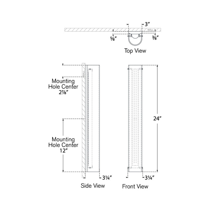 Penhold LED Bath Wall Light - line drawing.