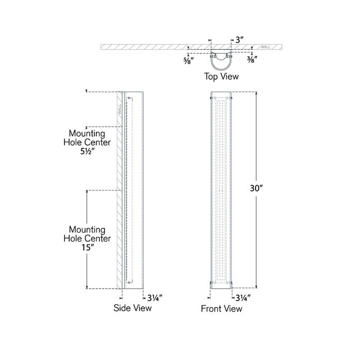 Penhold LED Bath Wall Light - line drawing.