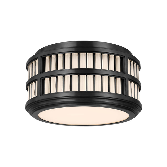 Perren LED Flush Mount Ceiling Light in Bronze/Glass Rods (12-Inch).