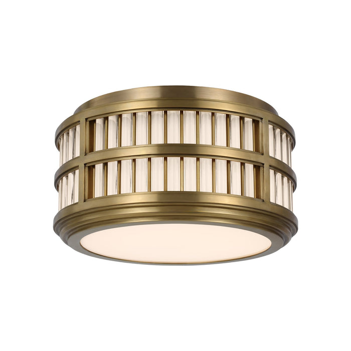 Perren LED Flush Mount Ceiling Light in Natural Brass/Glass Rods (12-Inch).