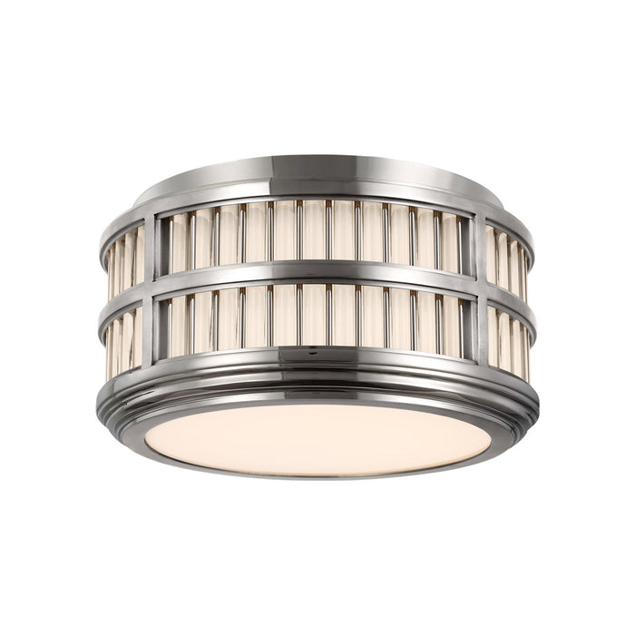 Perren LED Flush Mount Ceiling Light in Polished Nickel/Glass Rods (12-Inch).