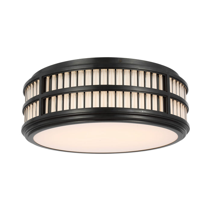 Perren LED Flush Mount Ceiling Light in Bronze/Glass Rods (18-Inch).