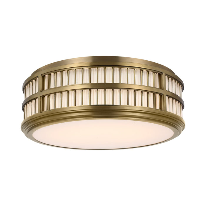 Perren LED Flush Mount Ceiling Light in Natural Brass/Glass Rods (18-Inch).