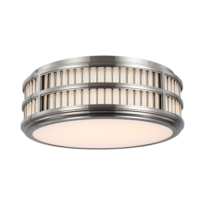 Perren LED Flush Mount Ceiling Light in Polished Nickel/Glass Rods (18-Inch).