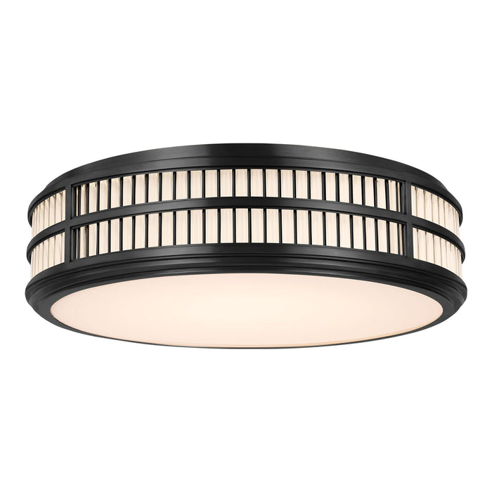 Perren LED Flush Mount Ceiling Light in Bronze/Glass Rods (24-Inch).