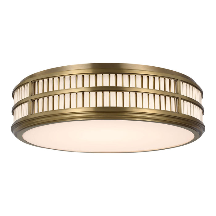 Perren LED Flush Mount Ceiling Light in Natural Brass/Glass Rods (24-Inch).