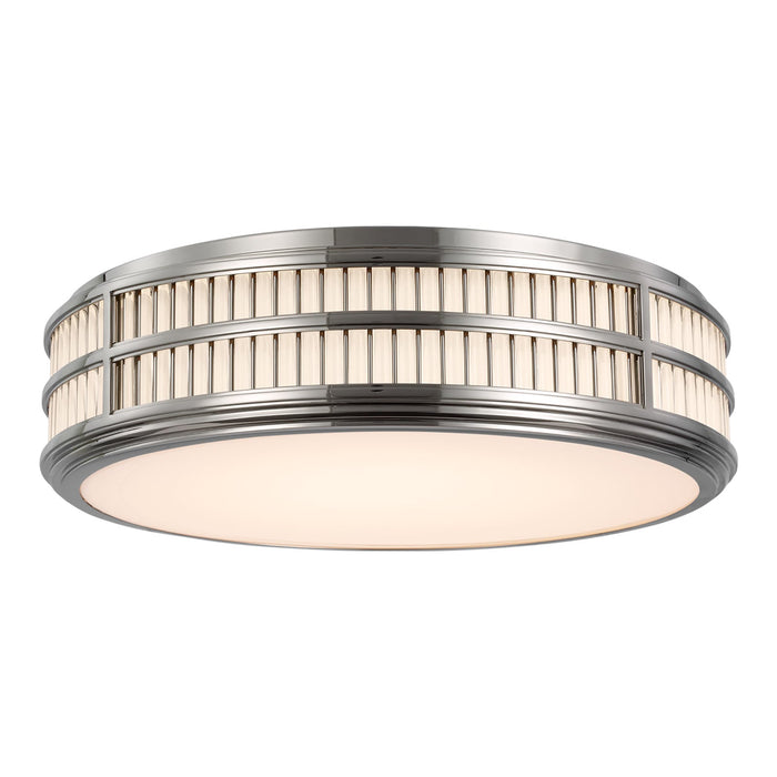 Perren LED Flush Mount Ceiling Light in Polished Nickel/Glass Rods (24-Inch).