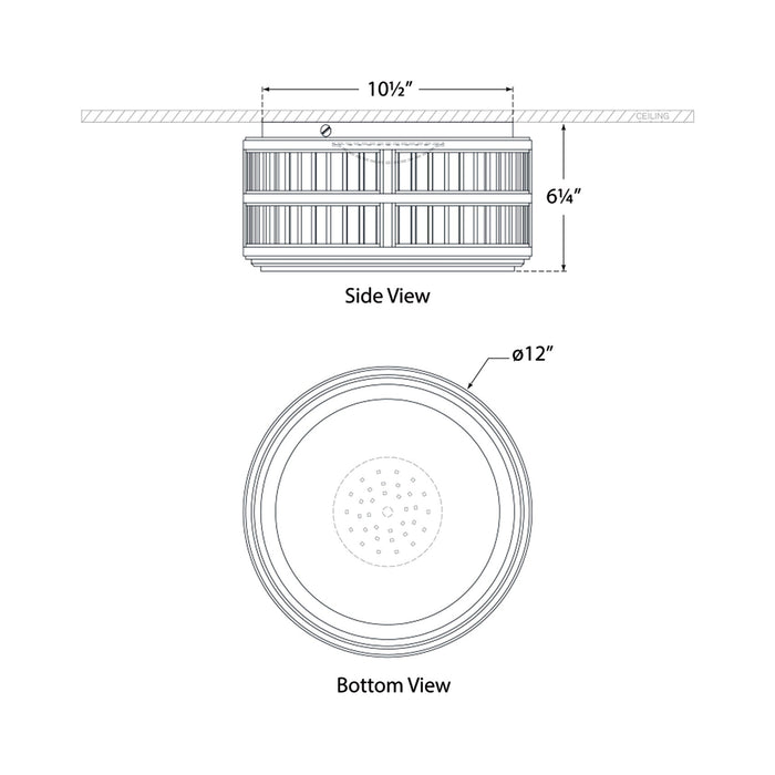 Perren LED Flush Mount Ceiling Light - line drawing.