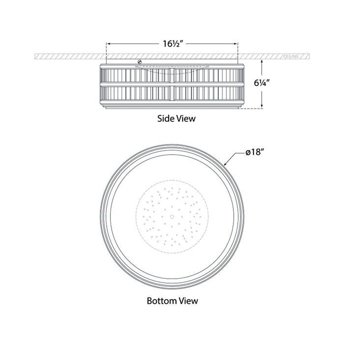 Perren LED Flush Mount Ceiling Light - line drawing.