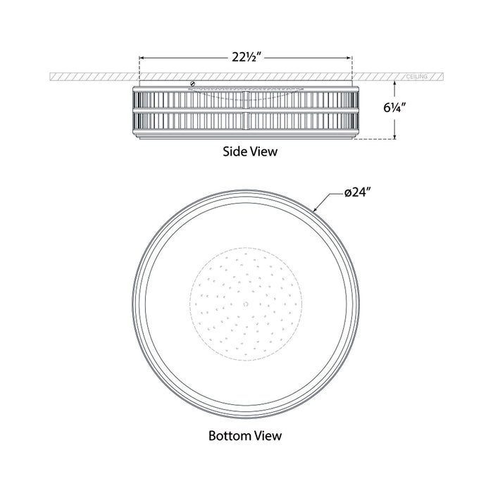 Perren LED Flush Mount Ceiling Light - line drawing.