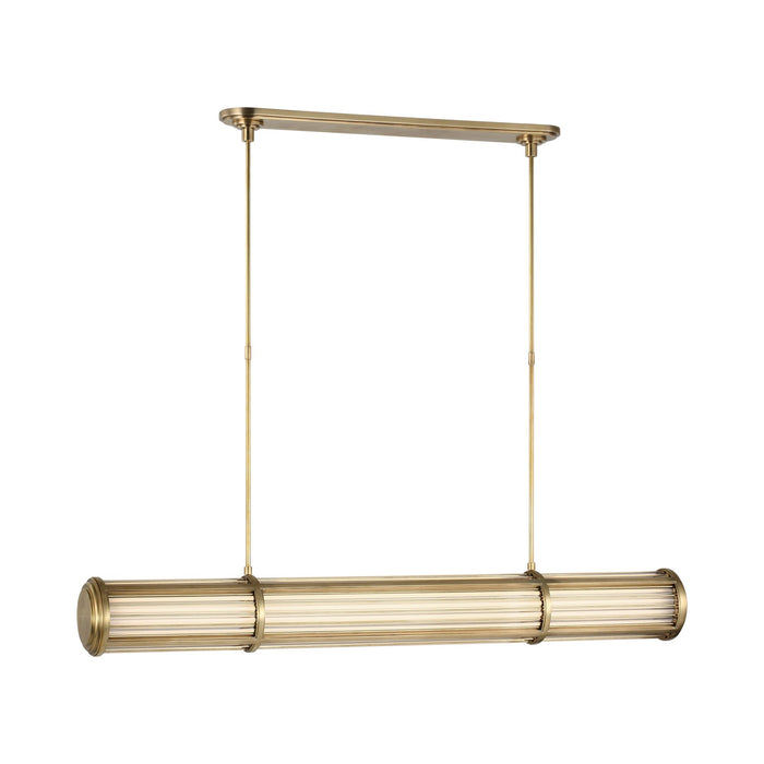 Perren LED Linear Chandelier in Natural Brass.