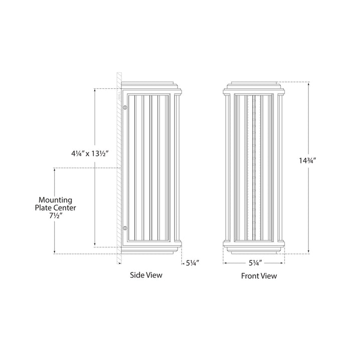 Perren Outdoor LED Wall Light - line drawing.