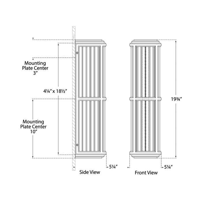 Perren Outdoor LED Wall Light - line drawing.