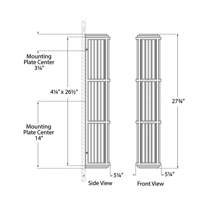 Perren Outdoor LED Wall Light - line drawing.