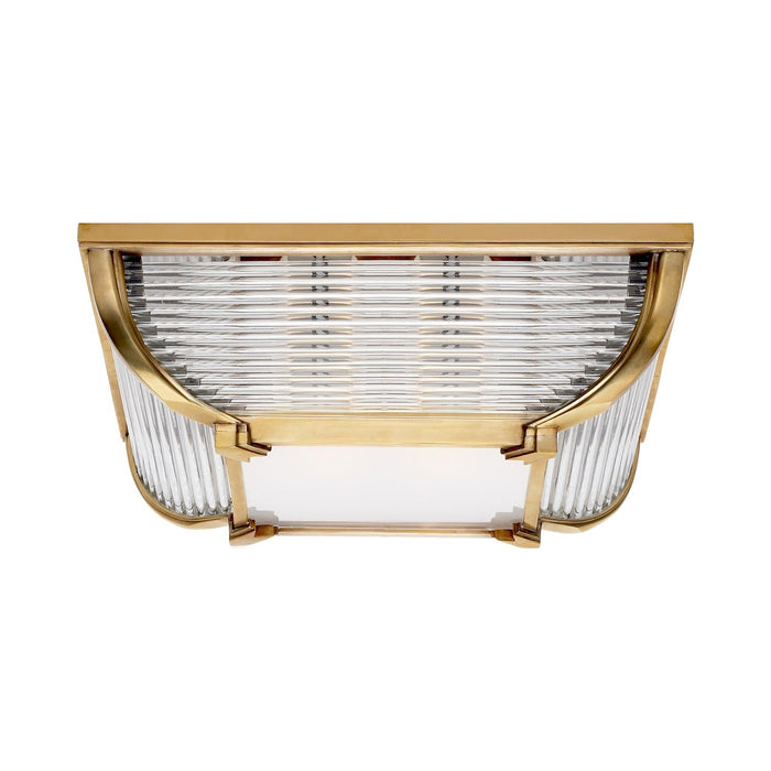 Perry Square Flush Mount Ceiling Light in Natural Brass.