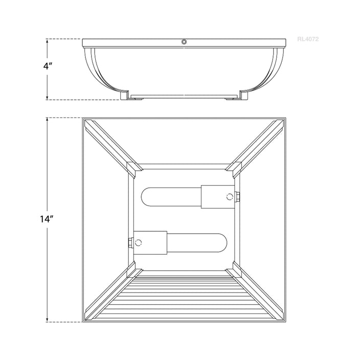 Perry Square Flush Mount Ceiling Light - line drawing.