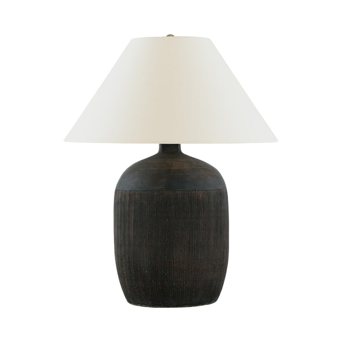 Portis Table Lamp in Black Wash Terracotta.