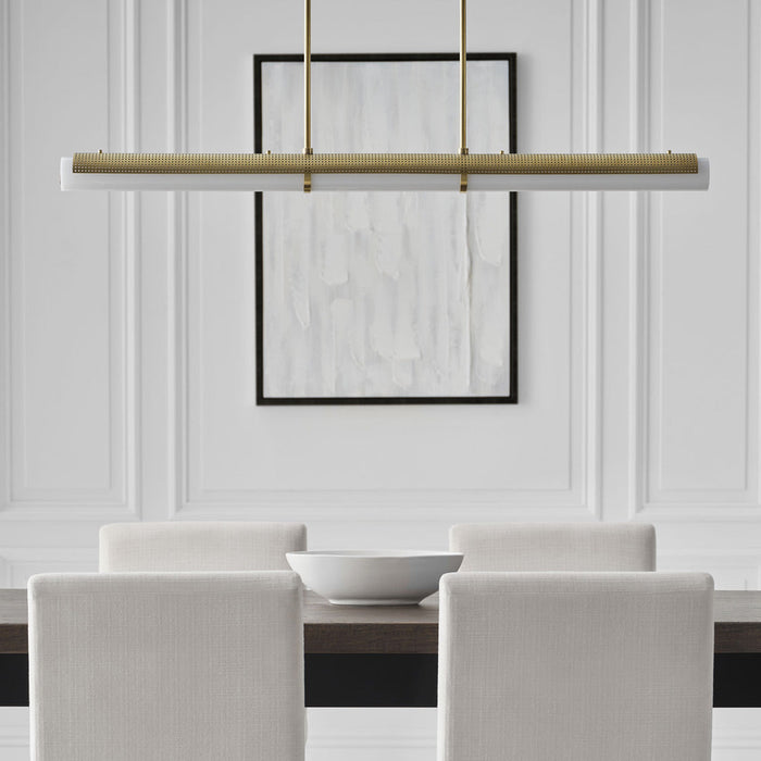 Precision LED Linear Chandelier in dining room.