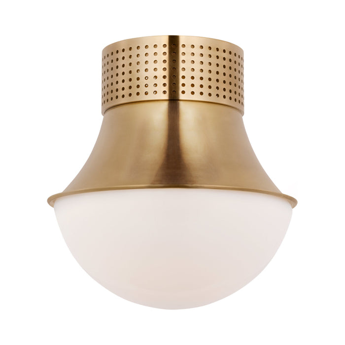 Precision Round Flush Mount Ceiling Light in Antique-Burnished Brass.