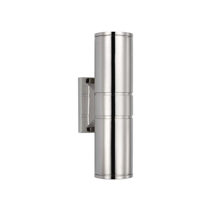 Provo Outdoor LED Wall Light in Polished Nickel (14-Inch).