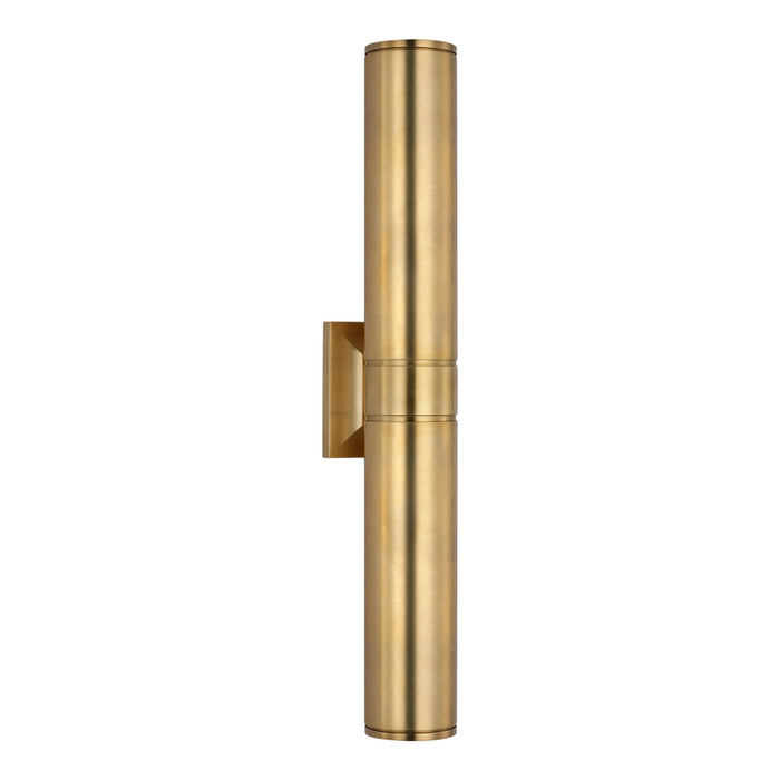 Provo Outdoor LED Wall Light in Antique-Burnished Brass (28-Inch).