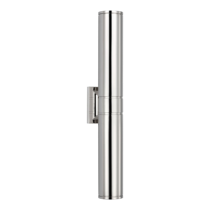 Provo Outdoor LED Wall Light in Polished Nickel (28-Inch).