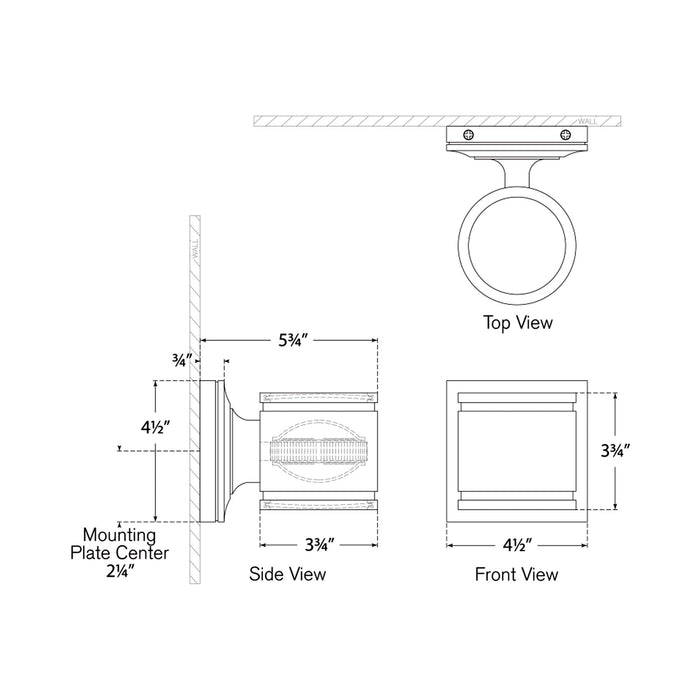 Provo Outdoor LED Wall Light - line drawing.