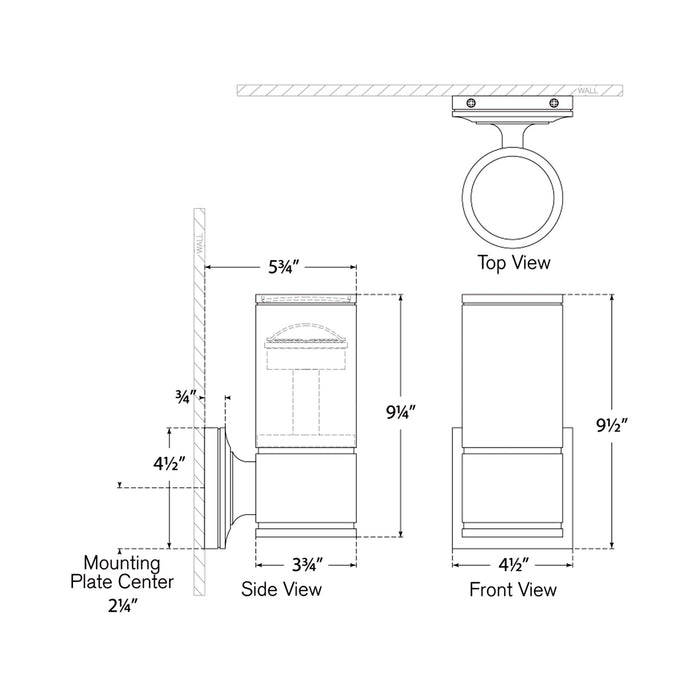 Provo Outdoor LED Wall Light - line drawing.