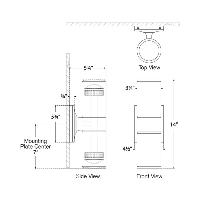 Provo Outdoor LED Wall Light - line drawing.