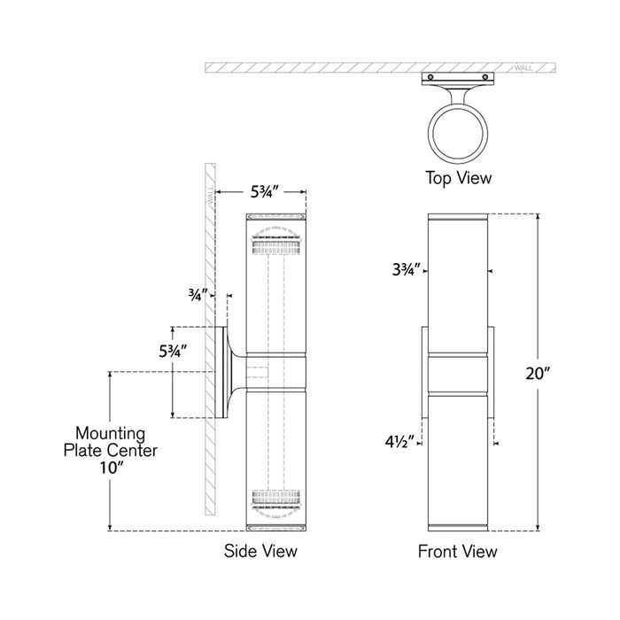 Provo Outdoor LED Wall Light - line drawing.