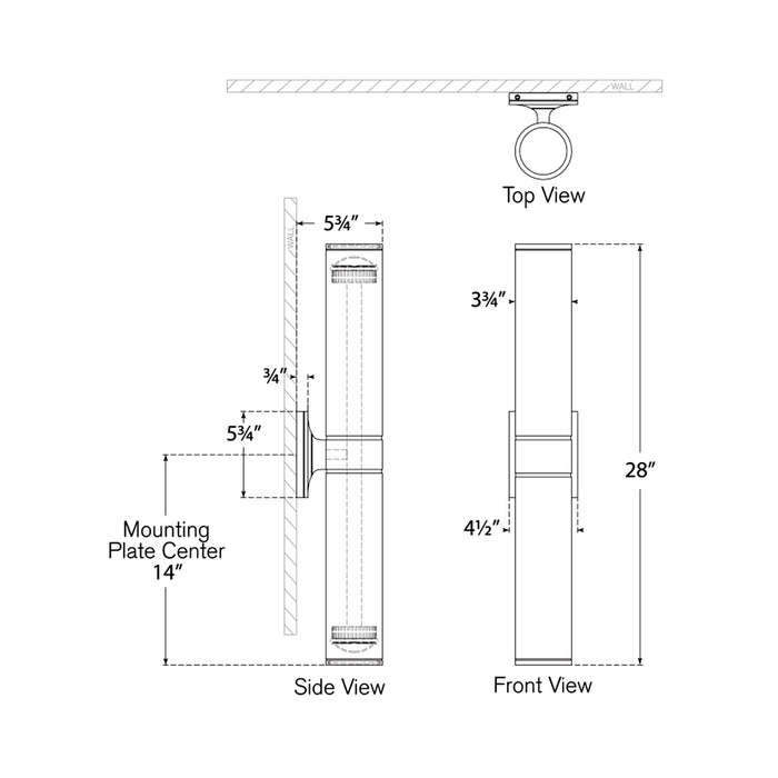 Provo Outdoor LED Wall Light - line drawing.