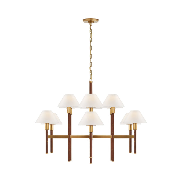 Radford Chandelier in Natural Brass and Natural Rift Oak (2-Tier).