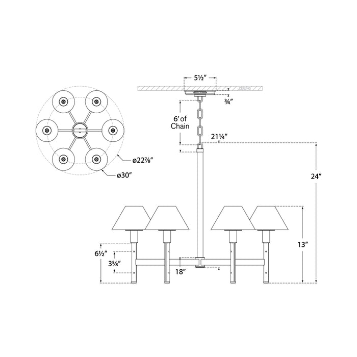 Radford Chandelier - line drawing.