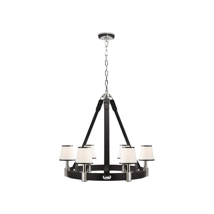 Riley Chandelier in Polished Nickel/Chocolate Leather (Medium/1-Tier).