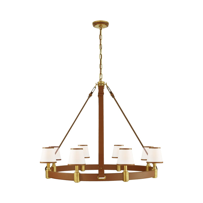 Riley Chandelier in Natural Brass/Saddle Leather (Large/1-Tier).