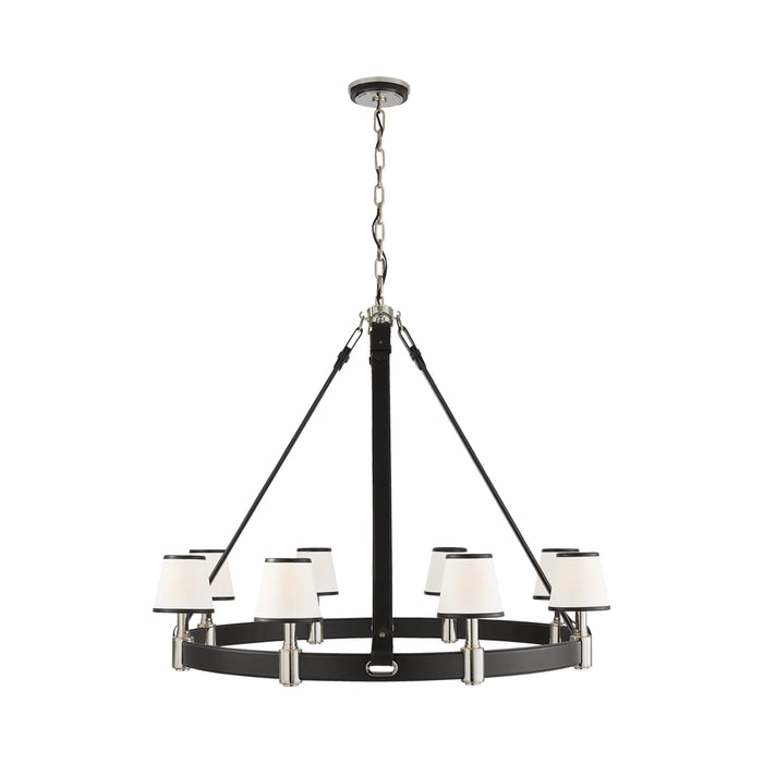 Riley Chandelier in Polished Nickel/Chocolate Leather (Large/1-Tier).