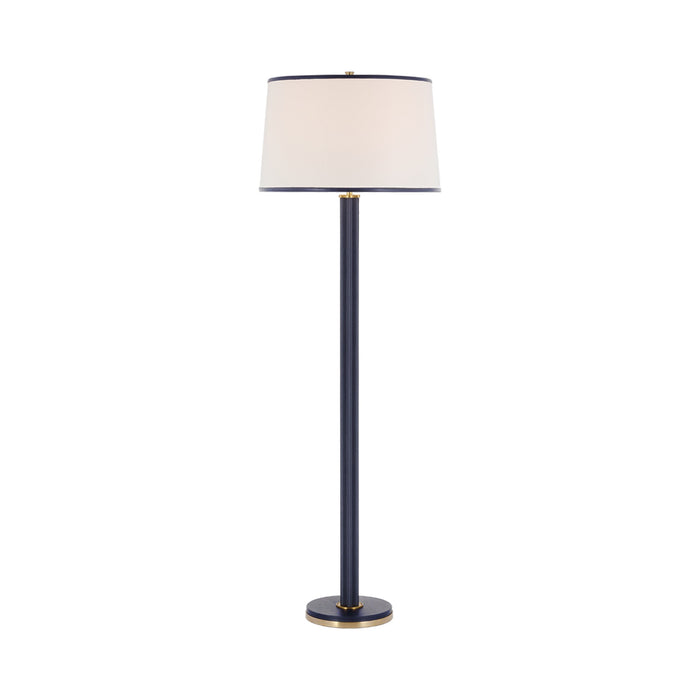 Riley Floor Lamp in Natural Brass/Navy.