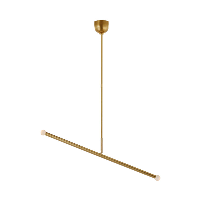 Rousseau LED Linear Chandelier in Antique-Burnished Brass (Etched Crystal Orb).