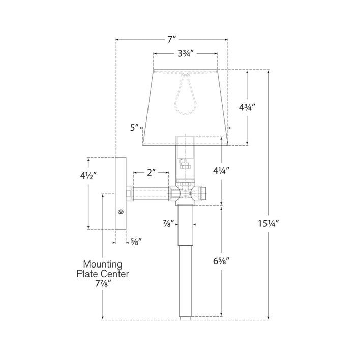 Sable Bath Wall Light - line drawing.