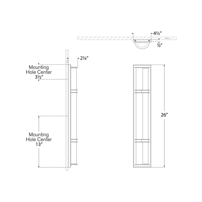 Strever LED Bath Wall Light - line drawing.