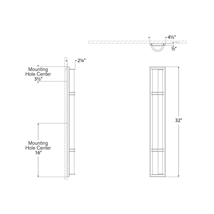 Strever LED Bath Wall Light - line drawing.