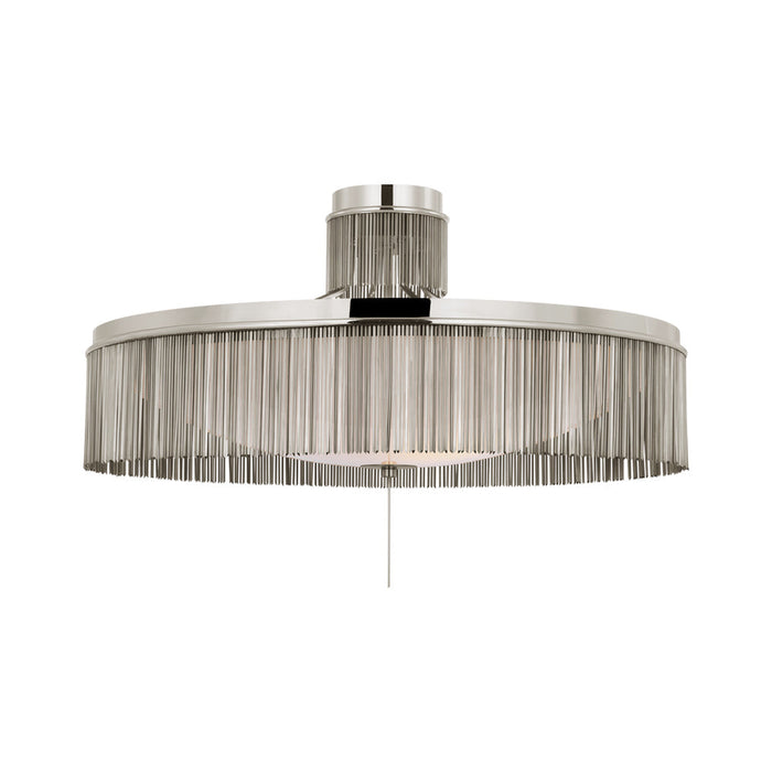 Sutton Flush Mount Ceiling Light in Polished Nickel (32-Inch).